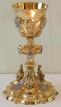 Solid silver gilt antique French Gothic Chalice.